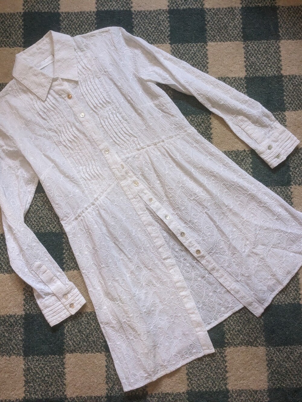 Soft Surroundings 100% Cotton Embroidered Gauze Shirt Dress Tunic Size XS